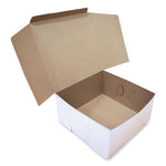 White One-Piece Non-Window Bakery Boxes, Standard, 10 x 10 x 5, White/Kraft, Paper, 100/Bundle