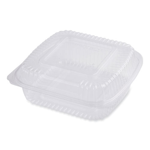 PLA Hinged Clamshells, 46 oz, 8.3 x 8.6 x 3.1, Clear, Plastic, 300/Carton