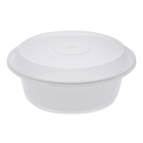 Newspring VERSAtainer Microwavable Containers, Round, 32 oz, 7 x 7 x 2.75, White/Clear, Plastic, 150/Carton