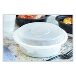 Newspring VERSAtainer Microwavable Containers, Round, 32 oz, 7 x 7 x 2.75, White/Clear, Plastic, 150/Carton