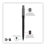 Roller Ball Pen, Stick, Fine 0.7 mm, Green Ink, Black/Green Barrel, Dozen