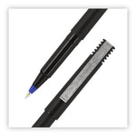 Roller Ball Pen, Stick, Extra-Fine 0.5 mm, Blue Ink, Black/Blue Barrel, Dozen