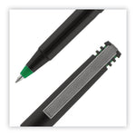 Roller Ball Pen, Stick, Fine 0.7 mm, Green Ink, Black/Green Barrel, Dozen