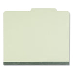 Four-Section Pressboard Classification Folders, 2" Expansion, 1 Divider, 4 Fasteners, Letter Size, Green Exterior, 10/Box