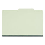 Four-Section Pressboard Classification Folders, 2" Expansion, 1 Divider, 4 Fasteners, Legal Size, Green Exterior, 10/Box