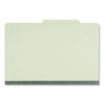 Six-Section Pressboard Classification Folders, 2" Expansion, 2 Dividers, 6 Fasteners, Legal Size, Green Exterior, 10/Box