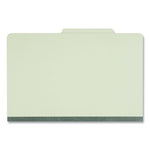 Eight-Section Pressboard Classification Folders, 3" Expansion, 3 Dividers, 8 Fasteners, Legal Size, Green Exterior, 10/Box