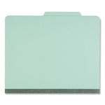 Six-Section Classification Folders, Heavy-Duty Pressboard Cover, 2 Dividers, 6 Fasteners, Letter Size, Light Green, 20/Box