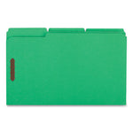 Deluxe Reinforced Top Tab Fastener Folders, 0.75" Expansion, 2 Fasteners, Legal Size, Green Exterior, 50/Box