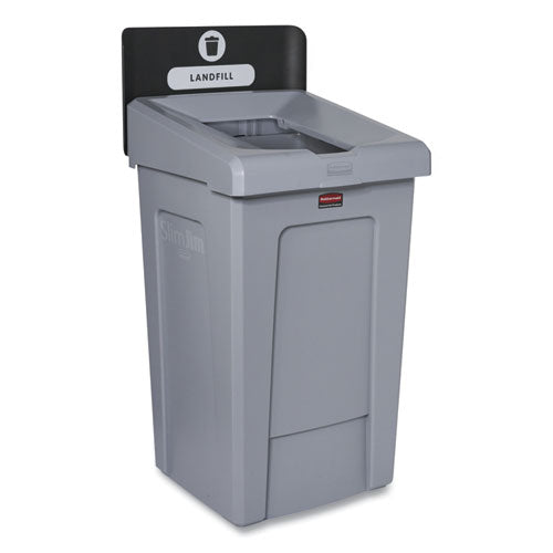 Slim Jim Recycling Station 1-Stream, Landfill Recycling Station, 33 gal, Resin, Gray