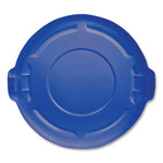 BRUTE Self-Draining Flat Top Lids for 32 gal Round BRUTE Containers, 22.25" Diameter, Blue