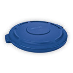 BRUTE Self-Draining Flat Top Lids for 32 gal Round BRUTE Containers, 22.25" Diameter, Blue