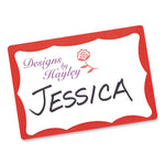 Printable Adhesive Name Badges, 3.38 x 2.33, Red Border, 100/Pack