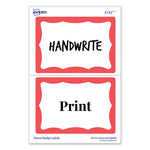 Printable Adhesive Name Badges, 3.38 x 2.33, Red Border, 100/Pack