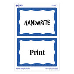 Printable Adhesive Name Badges, 3.38 x 2.33, Blue Border, 100/Pack