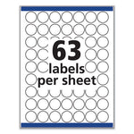 Removable Multi-Use Labels, Inkjet/Laser Printers, 1" dia, White, 63/Sheet, 15 Sheets/Pack