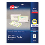 Printable Microperforated Business Cards w/Sure Feed Technology, Inkjet, 2 x 3.5, Ivory, 250 Cards, 10/Sheet, 25 Sheets/Pack