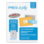 Labels, Laser Printers, 1 x 2.63, White, 30/Sheet, 100 Sheets/Box