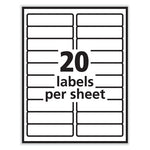 Labels, Laser Printers, 1 x 4, White, 20/Sheet, 100 Sheets/Box