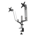 Multi-Directional Dual Monitor Arm, For 30" Monitors, 360 Deg Rotation, 105 Deg Tilt, 360 Deg Pan, Silver/WH, Supports 20 lbs