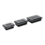 Microwavable Food Container with Lid, Rectangular, 38 oz, 8.81 x 6.02 x 2.48, Black/Clear, Plastic, 150/Carton