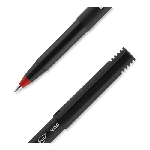 ONYX Roller Ball Pen, Stick, Extra-Fine 0.5 mm, Red Ink, Black/Red Barrel, Dozen