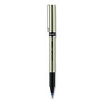 Deluxe Roller Ball Pen, Stick, Fine 0.7 mm, Blue Ink, Champagne/Black/Blue Barrel, Dozen