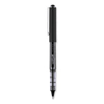 VISION Roller Ball Pen, Stick, Extra-Fine 0.5 mm, Black Ink, Gray/Black/Clear Barrel, Dozen