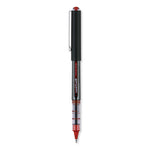 VISION Roller Ball Pen, Stick, Extra-Fine 0.5 mm, Red Ink, Gray/Red Barrel, Dozen