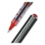 VISION Roller Ball Pen, Stick, Extra-Fine 0.5 mm, Red Ink, Gray/Red Barrel, Dozen