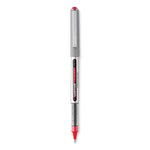 VISION Roller Ball Pen, Stick, Fine 0.7 mm, Red Ink, Silver/Red/Clear Barrel, Dozen