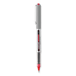 VISION Roller Ball Pen, Stick, Fine 0.7 mm, Red Ink, Silver/Red/Clear Barrel, Dozen