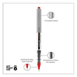 VISION Roller Ball Pen, Stick, Fine 0.7 mm, Red Ink, Silver/Red/Clear Barrel, Dozen