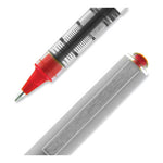 VISION Roller Ball Pen, Stick, Fine 0.7 mm, Red Ink, Silver/Red/Clear Barrel, Dozen