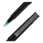 Roller Ball Pen, Stick, Extra-Fine 0.5 mm, Green Ink, Black/Green Barrel, Dozen