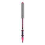 VISION Roller Ball Pen, Stick, Fine 0.7 mm, Pink Ink, Silver/Pink/Clear Barrel, Dozen