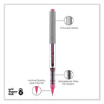 VISION Roller Ball Pen, Stick, Fine 0.7 mm, Pink Ink, Silver/Pink/Clear Barrel, Dozen