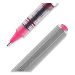 VISION Roller Ball Pen, Stick, Fine 0.7 mm, Pink Ink, Silver/Pink/Clear Barrel, Dozen