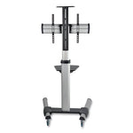 Flat Panel Floor Stand, Tilt Range: -12 to +5, Metal, 1 Shelf, 110 lb Capacity, 32.6" x 27.6" x 81.5", Silver/Black