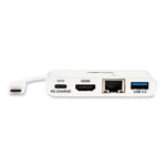 4K Dock with Charging and Ethernet, USB C/4K HDMI/USB A/PD Charging, White