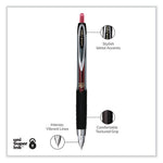 Signo 207 Gel Pen, Retractable, Fine 0.5 mm, Red Ink, Smoke/Black/Red Barrel, Dozen