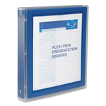 Flexi-View Binder with Round Rings, 3 Rings, 1" Capacity, 11 x 8.5, Navy Blue