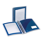 Flexi-View Binder with Round Rings, 3 Rings, 1.5" Capacity, 11 x 8.5, Navy Blue