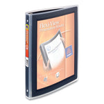 Flexi-View Binder with Round Rings, 3 Rings, 0.5" Capacity, 11 x 8.5, Black