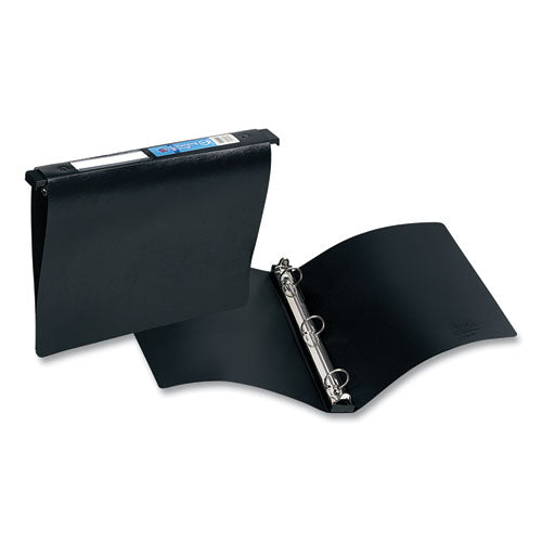 Hanging Storage Flexible Non-View Binder with Round Rings, 3 Rings, 1" Capacity, 11 x 8.5, Black