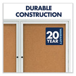 Enclosed Indoor Cork Bulletin Board with Two Hinged Doors, 48 x 36, Tan Surface, Silver Aluminum Frame