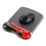 Duo Gel Wave Mouse Pad with Wrist Rest, 9.37 x 13, Red