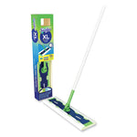 Sweeper Mop, 16.5 x 9 White Cloth Head, 46" Green/Silver Aluminum/Plastic Handle