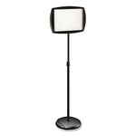 Floor Stand Sign Holder, Rectangle, 15 x 11, 66" High, White Surface, Black Steel Frame