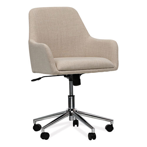 Mid-Century Task Chair, Supports Up to 275 lb, 18.9" to 22.24" Seat Height, Cream Seat, Cream Back